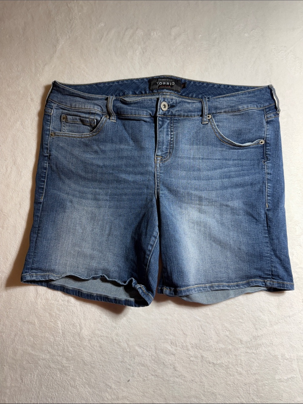 torrid Light Blue Distressed Denim Shorts